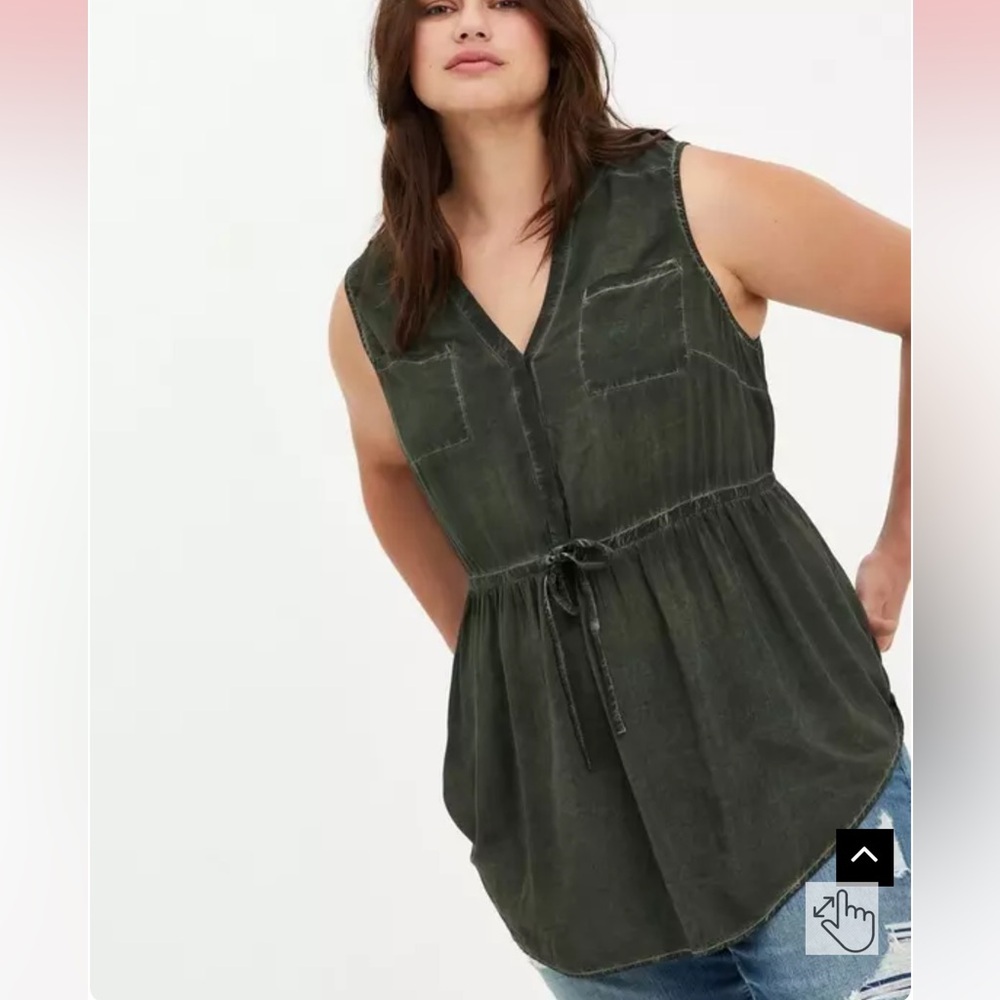 Torrid Mineral Wash Emma Babydoll Challis Tunic Top